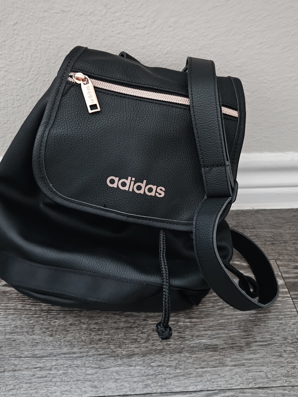 adidas Mini Black Backpack Crossbody with Rose Gold Trim